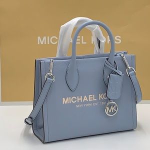 MICHAEL KORS Mirella Small Shopper TZ XBody Pebbled Leather Crossbody
Pale Blue